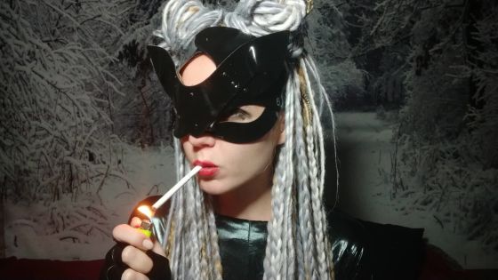 Catwoman cosplay smoke fetish