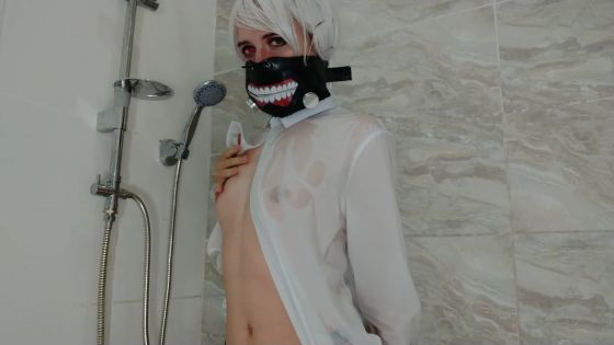 Tokyo Ghoul Sexy cosplayer caresses herself through a wet shirt - ClipFoo video on CurveFanz