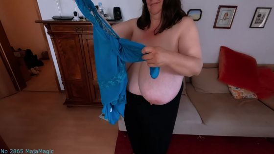 Maja's new hot Blue Dress Strip - ClipFoo video on CurveFanz