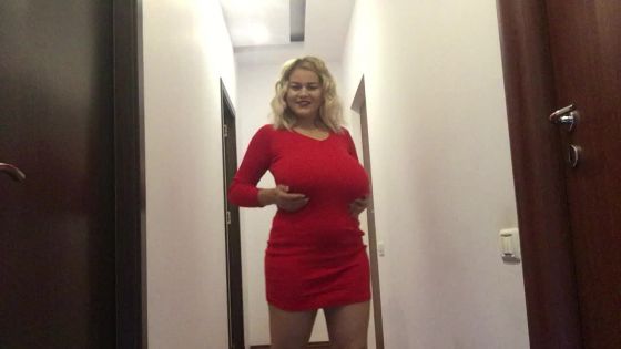 Sexy red dress tease