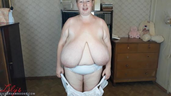 Full sized panties, big white bra