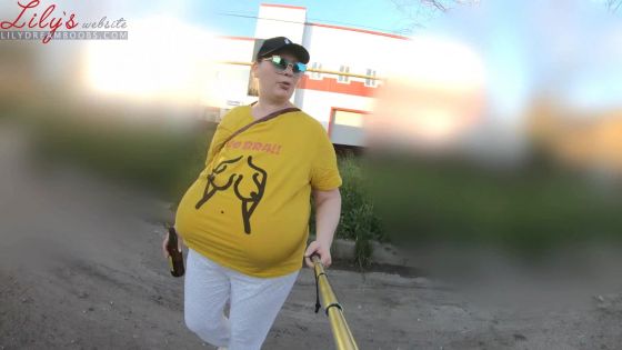 No bra pov walk